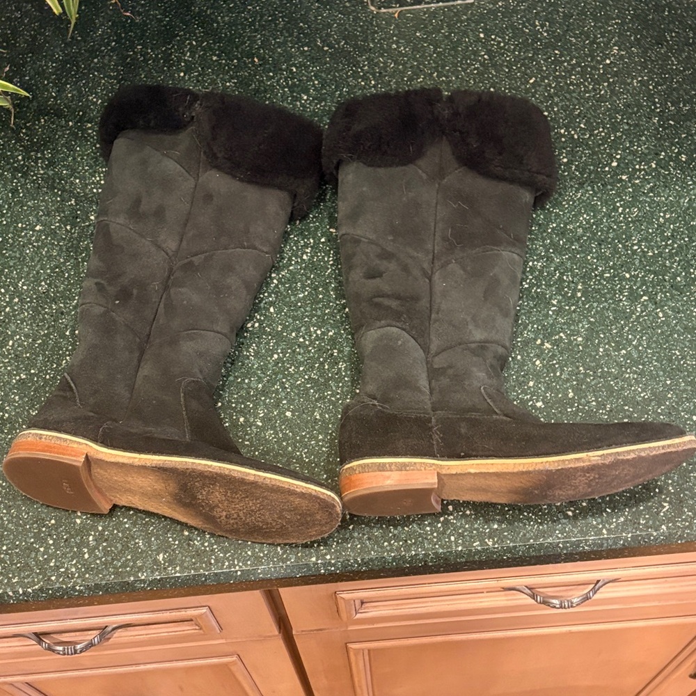 UGG Black Suede Heeled Boots